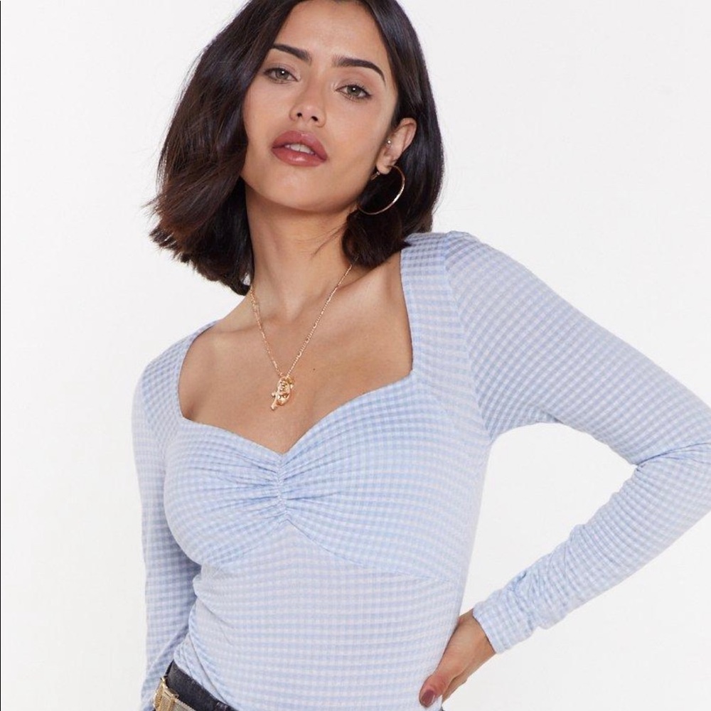 💓NEW NASTY GAL GINGHAM BODYSUIT